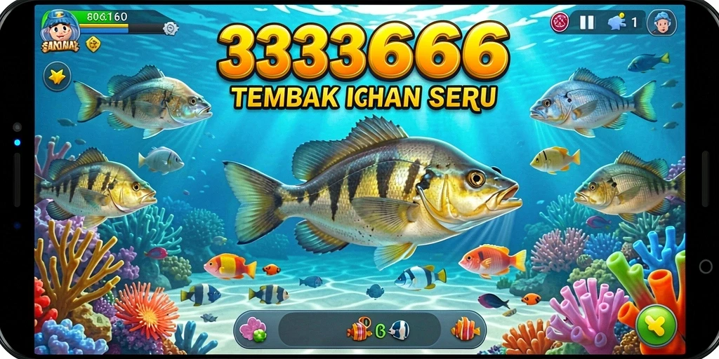 Screenshot gameplay 333666 menampilkan aksi menembak ikan yang seru.