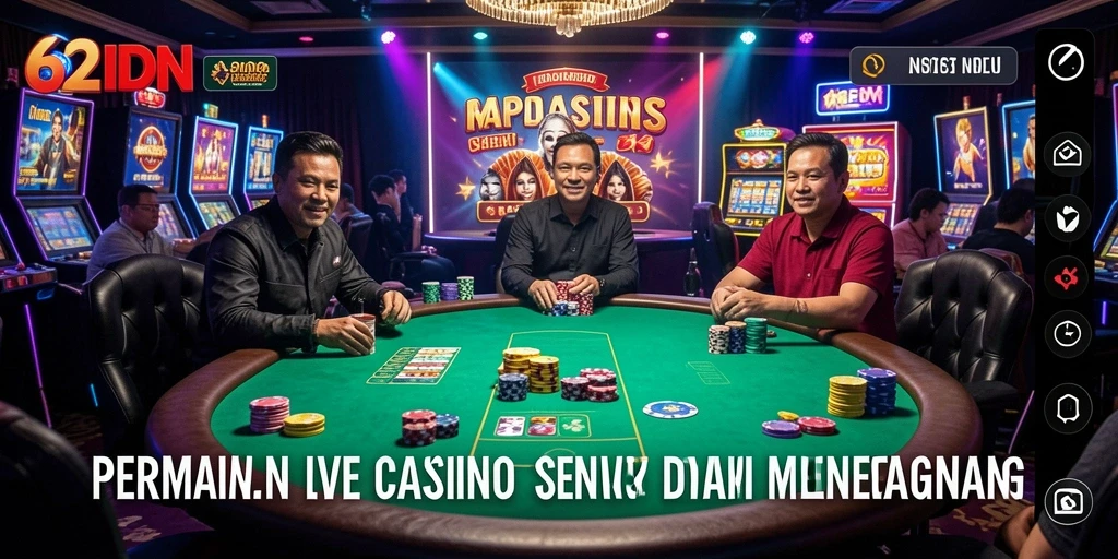 Tampilan gameplay Live Casino yang seru dengan dealer langsung dan pemain lainnya.