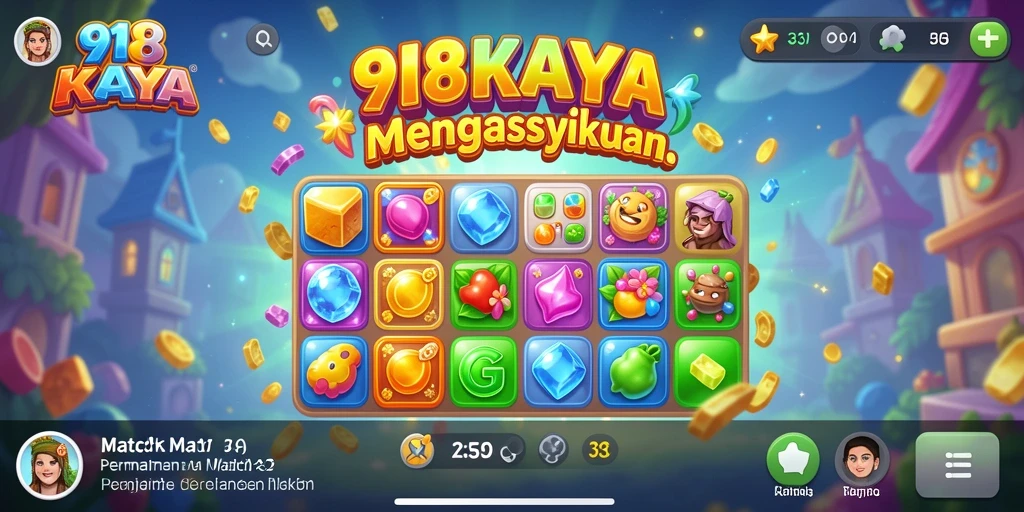 Screenshot permainan 918KAYA menampilkan keseruan gameplay Match-3.