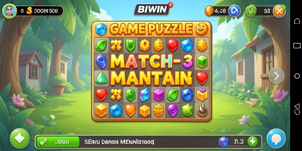 Tangkapan layar utama dari gameplay seru Match-3 di BIWIN.