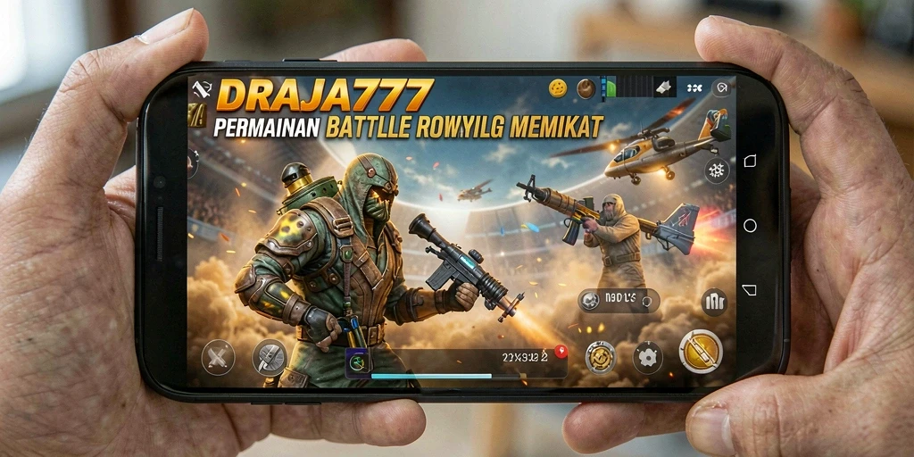 Tampilan gameplay DRAJA777 menampilkan aksi intens Battle Royale.