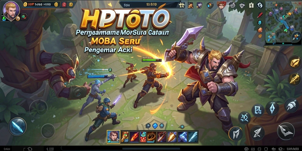 Screenshot HPTOTO menunjukkan aksi pertempuran yang seru dalam permainan MOBA.