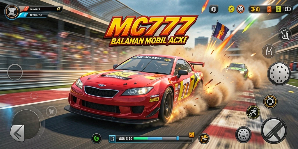 Tampilan gameplay seru dari balapan mobil di MC777.