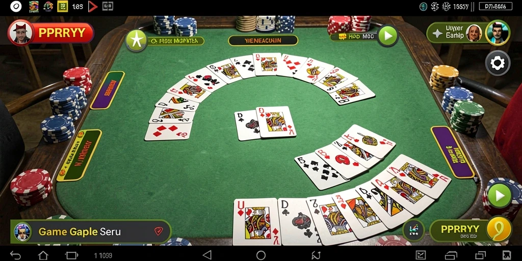Screenshot gameplay PPRRYY menampilkan suasana kompetisi Gaple yang seru.