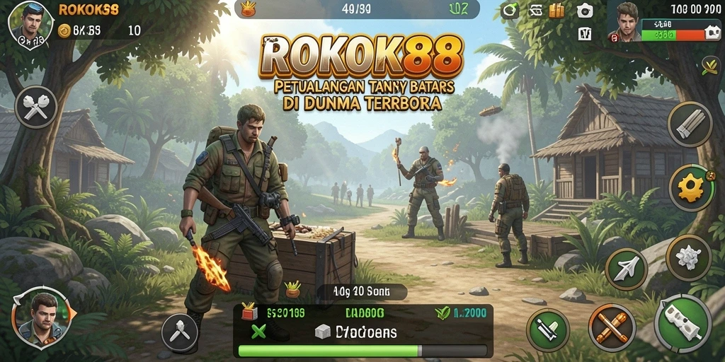 Screenshot gameplay ROKOK88 menunjukkan eksplorasi dunia terbuka yang menarik.